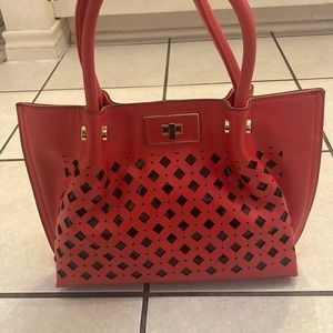 Kate Landry cutout summer coral handbag